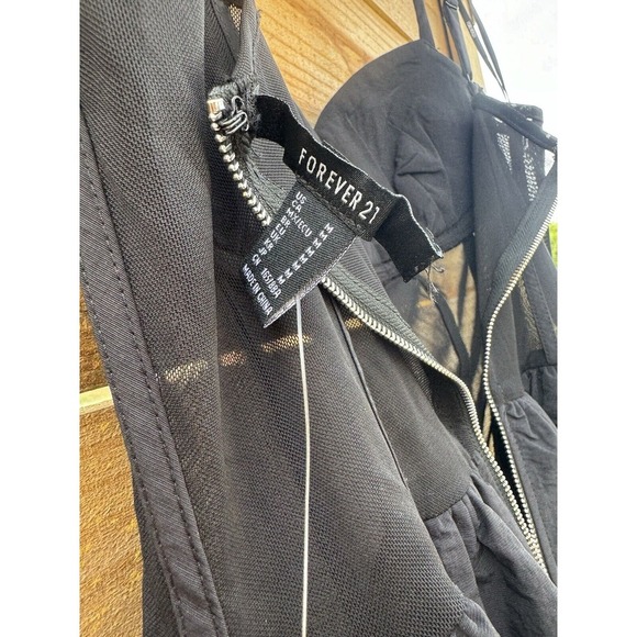 Black Fit And Flare Dress Forever 21‎ Caged Fit & Flare Mini Dress Size Medium - Picture 10 of 12